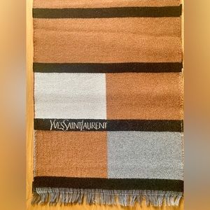 Yves Saint Laurent Vintage Color-Block Scarf, OS, 100% Wool, Made in W. Germany